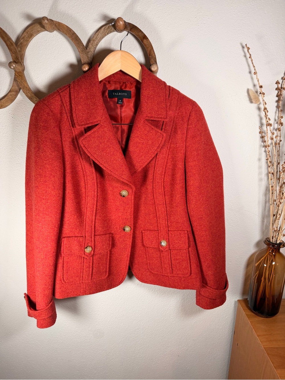 Talbots Wool Blend Burnt Orange Heritage Jacket Blazer Size 10